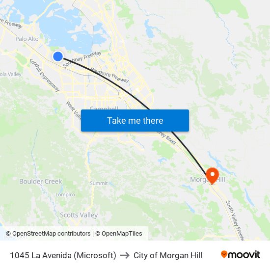 1045 La Avenida (Microsoft) to City of Morgan Hill map