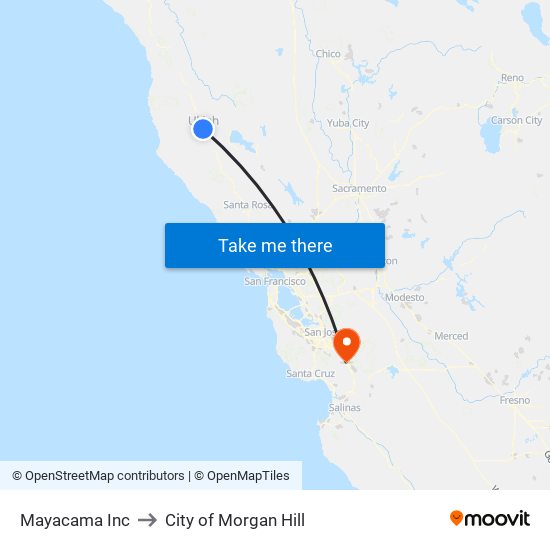 Mayacama Inc to City of Morgan Hill map