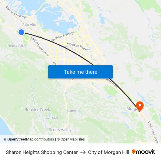 Sharon Heights Shopping Center to City of Morgan Hill map