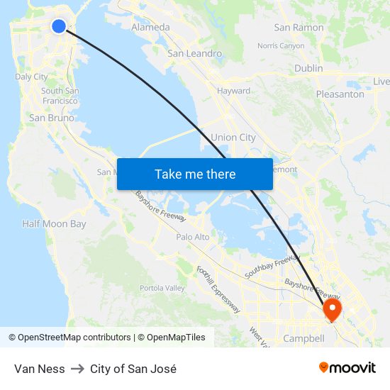 Van Ness to City of San José map