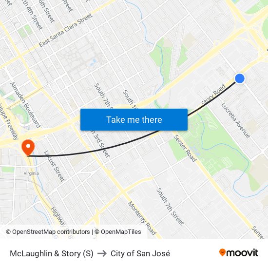 McLaughlin & Story (S) to City of San José map