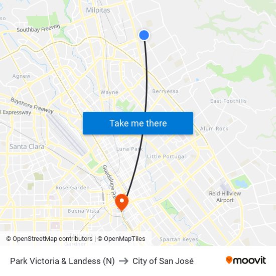 Park Victoria & Landess (N) to City of San José map