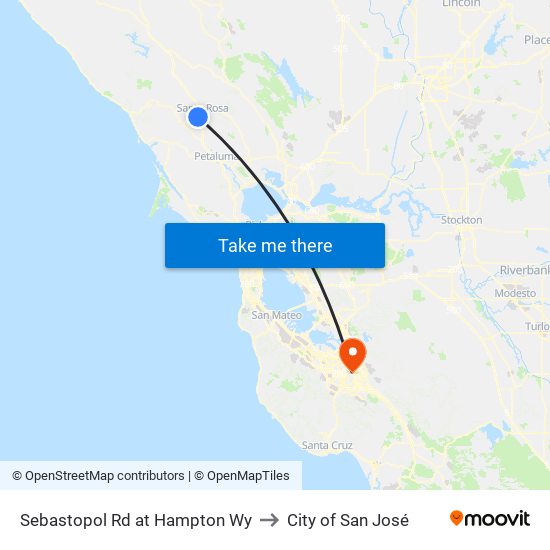 Sebastopol Rd at Hampton Wy to City of San José map