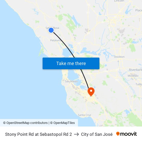 Stony Point Rd at Sebastopol Rd 2 to City of San José map