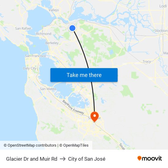 Glacier Dr and Muir Rd to City of San José map
