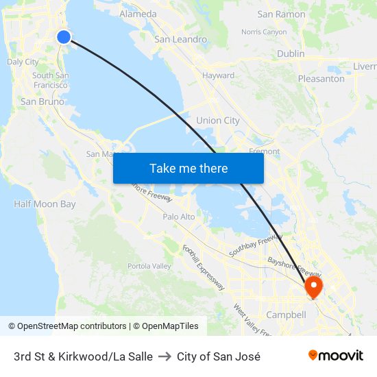 3rd St & Kirkwood/La Salle to City of San José map