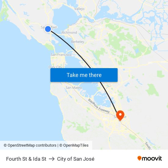 Fourth St & Ida St to City of San José map