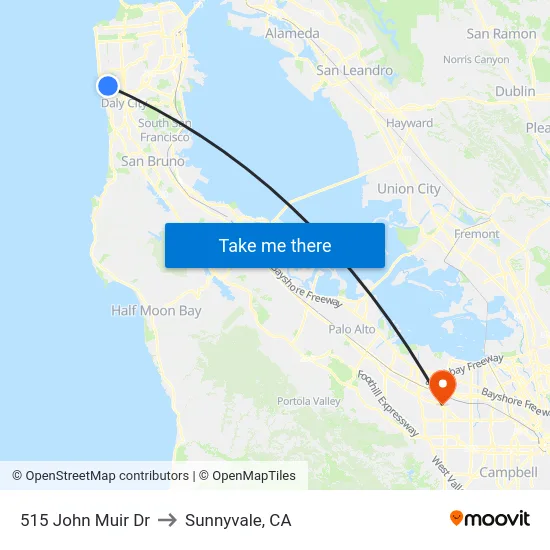 515 John Muir Dr to Sunnyvale, CA map