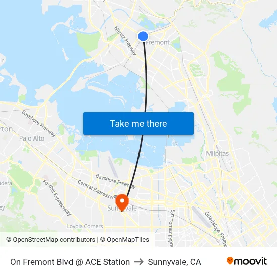 On Fremont Blvd @ ACE Station to Sunnyvale, CA map