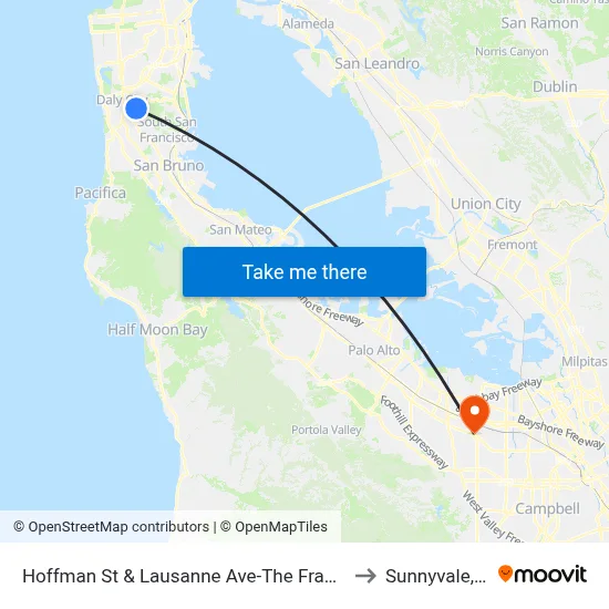 Hoffman St & Lausanne Ave-The Franciscan to Sunnyvale, CA map