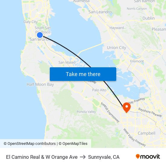 El Camino Real & W Orange Ave to Sunnyvale, CA map