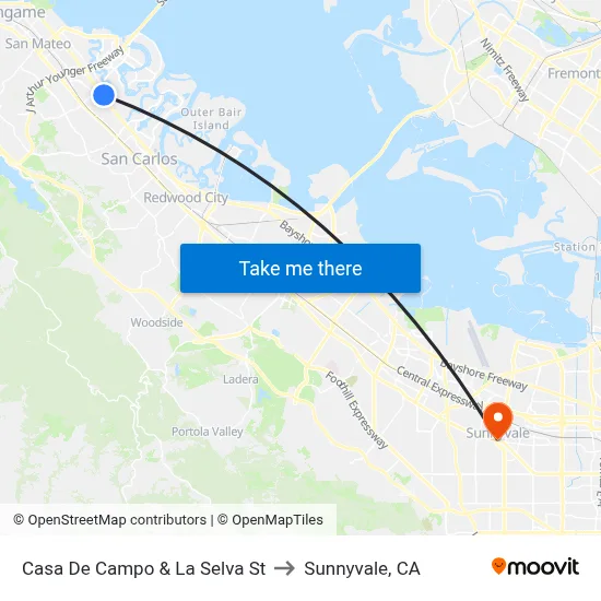 Casa De Campo & La Selva St to Sunnyvale, CA map