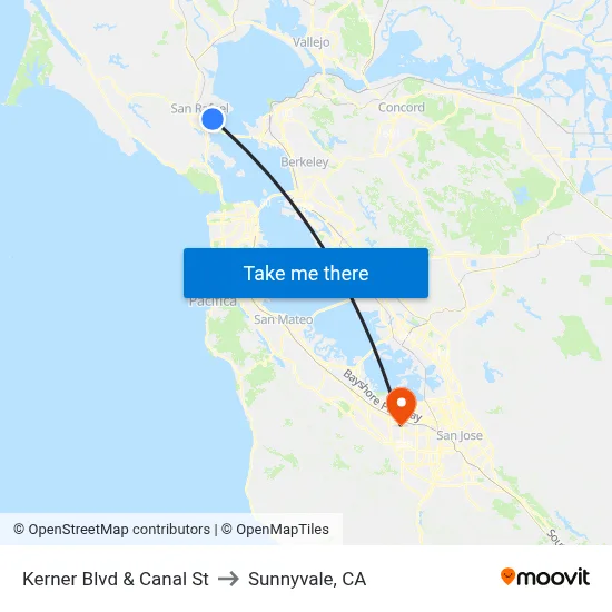 Kerner Blvd & Canal St to Sunnyvale, CA map