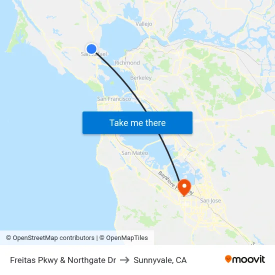 Freitas Pkwy & Northgate Dr to Sunnyvale, CA map