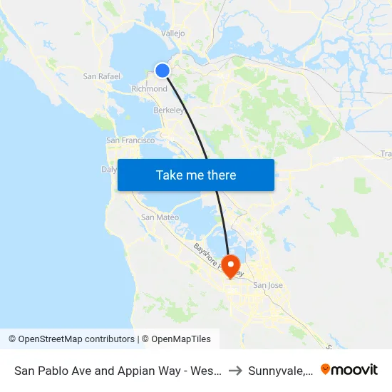 San Pablo Ave and Appian Way - Westbound to Sunnyvale, CA map