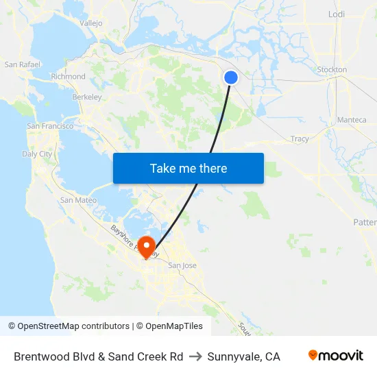 Brentwood Blvd & Sand Creek Rd to Sunnyvale, CA map