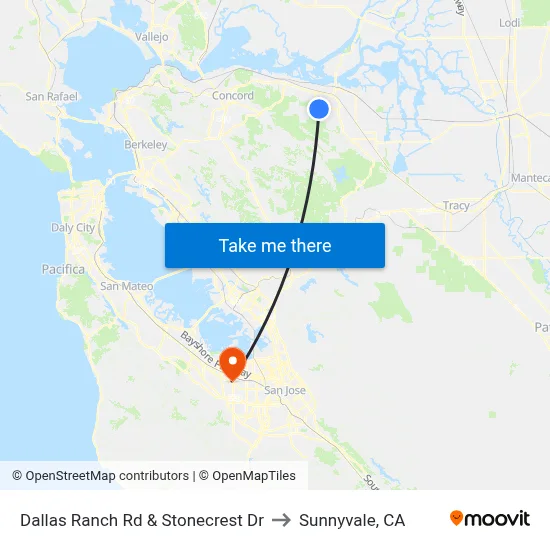 Dallas Ranch Rd & Stonecrest Dr to Sunnyvale, CA map