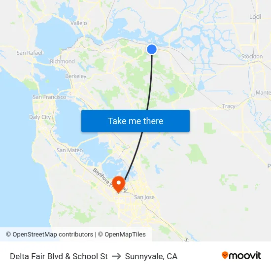 Delta Fair Blvd & School St to Sunnyvale, CA map