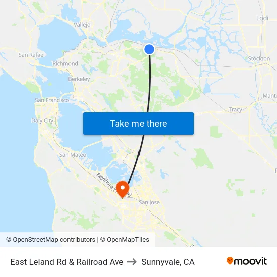 East Leland Rd & Railroad Ave to Sunnyvale, CA map