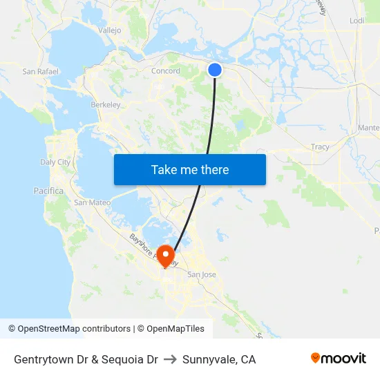 Gentrytown Dr & Sequoia Dr to Sunnyvale, CA map