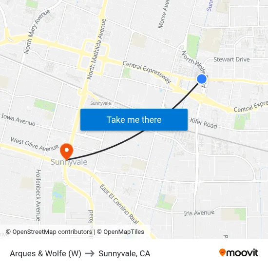 Arques & Wolfe (W) to Sunnyvale, CA map