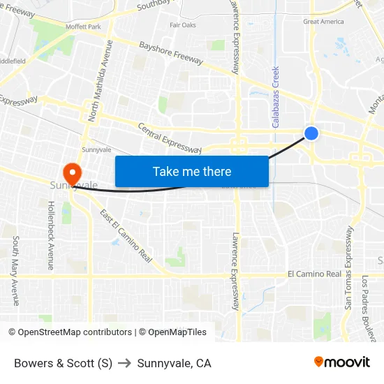 Bowers & Scott (S) to Sunnyvale, CA map
