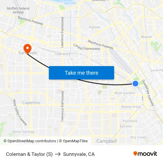 Coleman & Taylor (S) to Sunnyvale, CA map
