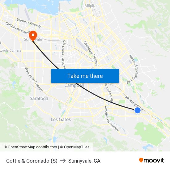 Cottle & Coronado (S) to Sunnyvale, CA map