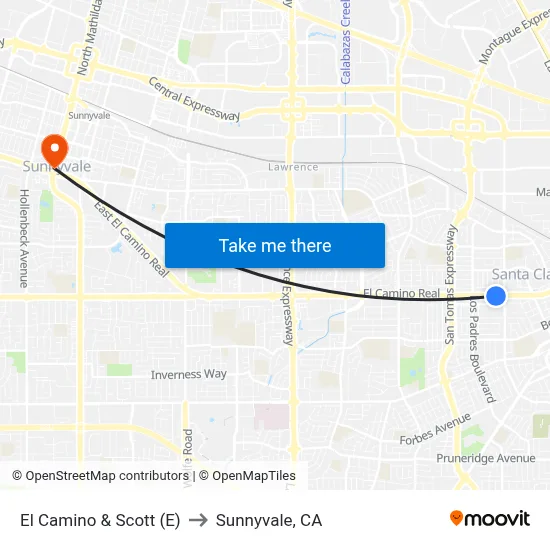El Camino & Scott (E) to Sunnyvale, CA map