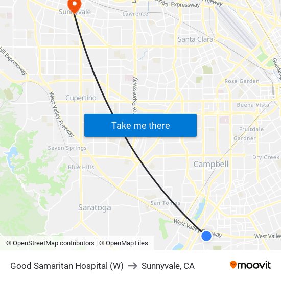 Good Samaritan Hospital (W) to Sunnyvale, CA map