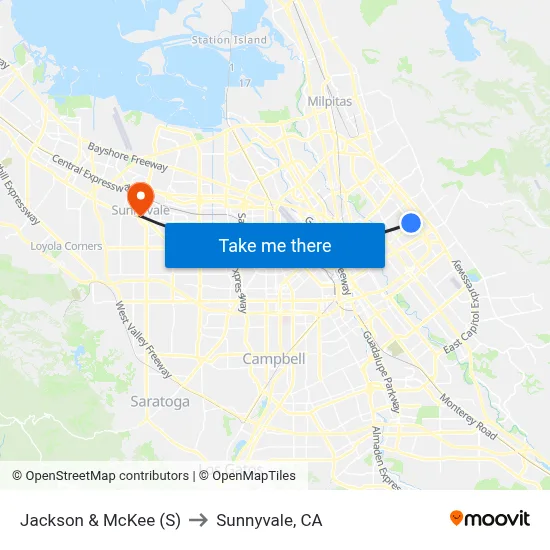 Jackson & McKee (S) to Sunnyvale, CA map