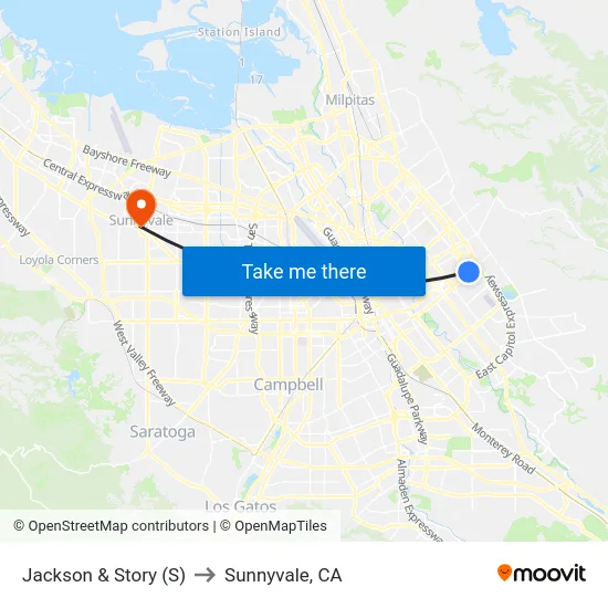 Jackson & Story (S) to Sunnyvale, CA map