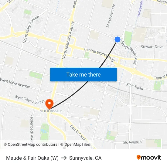 Maude & Fair Oaks (W) to Sunnyvale, CA map