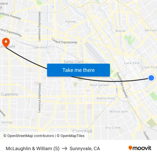 McLaughlin & William (S) to Sunnyvale, CA map