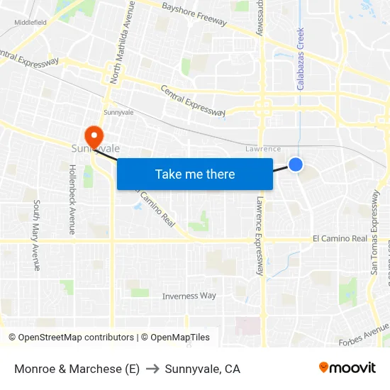 Monroe & Marchese (E) to Sunnyvale, CA map