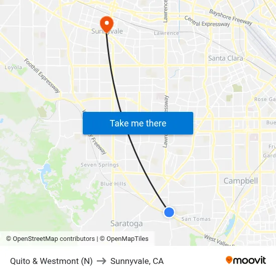 Quito & Westmont (N) to Sunnyvale, CA map