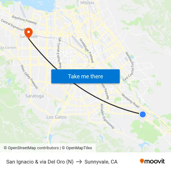 San Ignacio & via Del Oro (N) to Sunnyvale, CA map