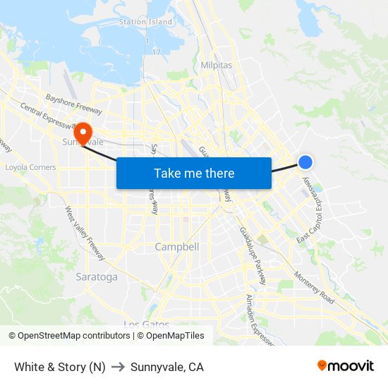 White & Story (N) to Sunnyvale, CA map