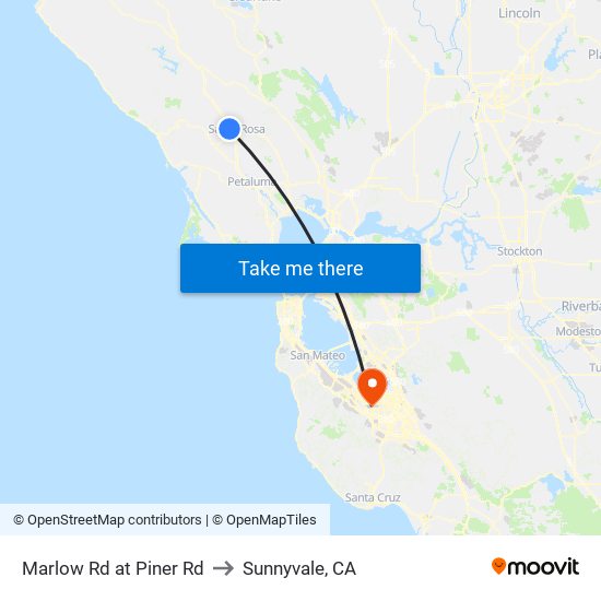 Marlow Rd at Piner Rd to Sunnyvale, CA map