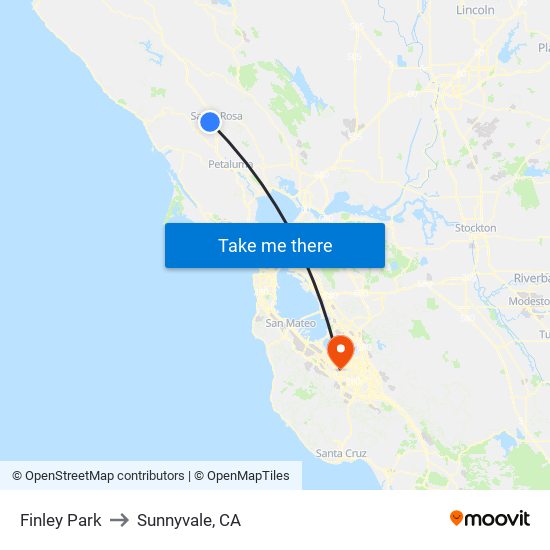 Finley Park to Sunnyvale, CA map