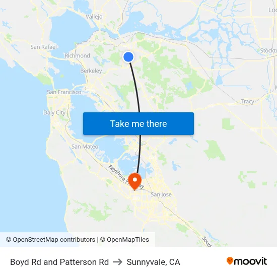 Boyd Rd and Patterson Rd to Sunnyvale, CA map