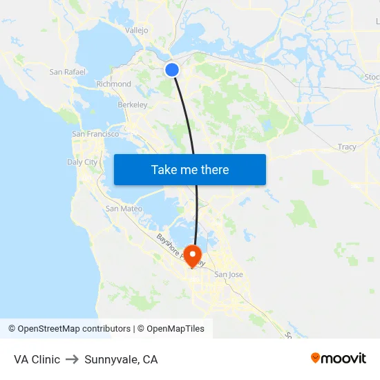 VA Clinic to Sunnyvale, CA map