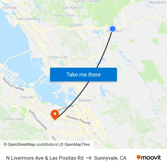 N Livermore Ave & Las Positas Rd to Sunnyvale, CA map