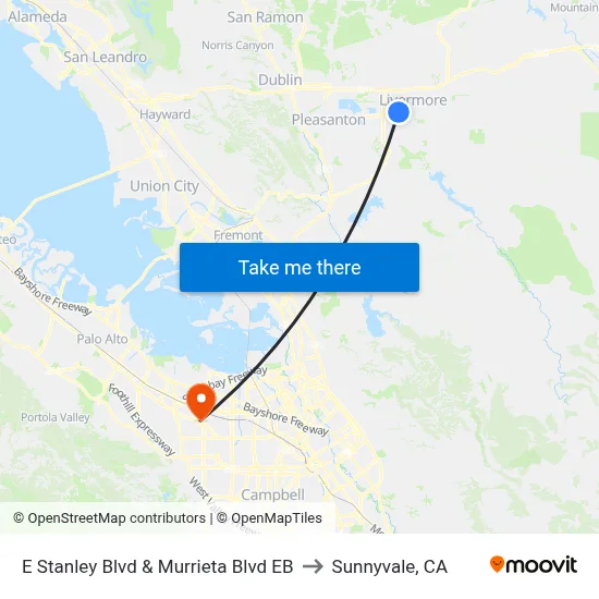 E Stanley Blvd & Murrieta Blvd EB to Sunnyvale, CA map