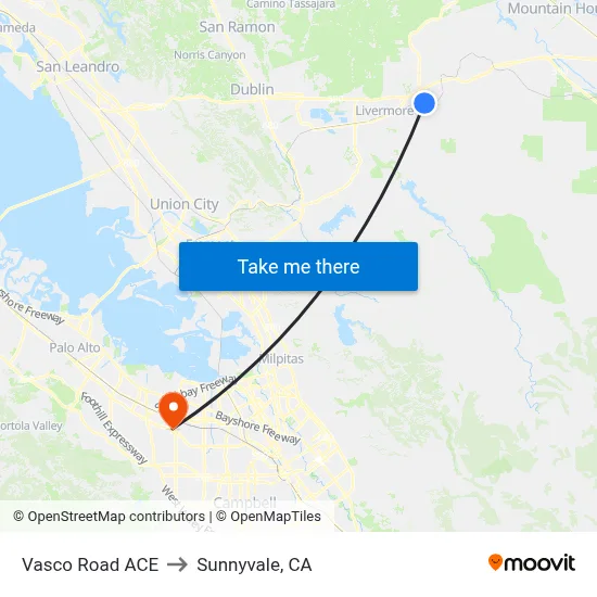 Vasco Road ACE to Sunnyvale, CA map