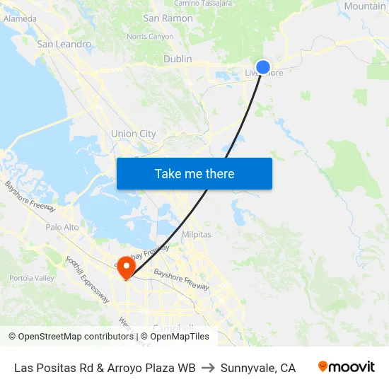 Las Positas Rd & Arroyo Plaza WB to Sunnyvale, CA map