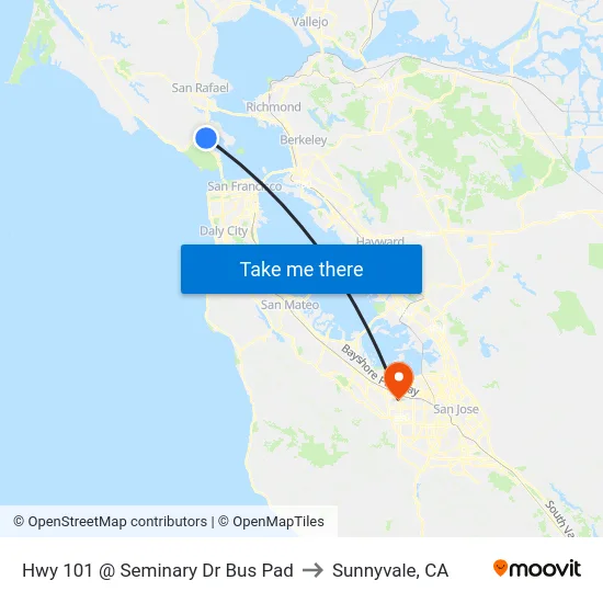 Hwy 101 @ Seminary Dr Bus Pad to Sunnyvale, CA map