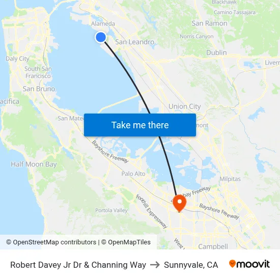Robert Davey Jr Dr & Channing Way to Sunnyvale, CA map