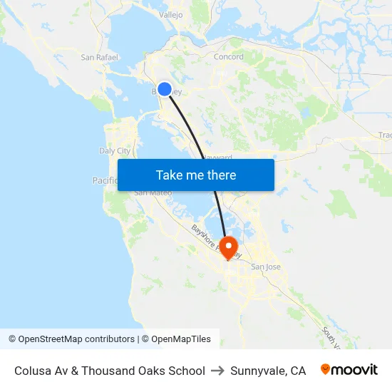 Colusa Av & Thousand Oaks School to Sunnyvale, CA map