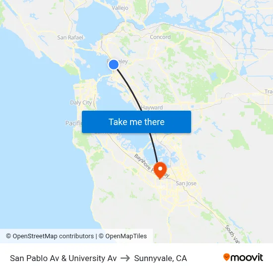 San Pablo Av & University Av to Sunnyvale, CA map